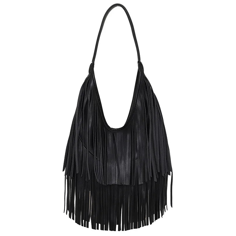 Boho Fringe Shoulder Bag for Women | Trendy Tassel Handbag | Fashion Hobo Purse | Stylish Everyday Statement Bag
