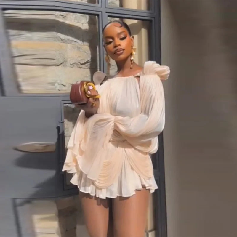 Women’s Pleated Mini Dress | Elegant Off Shoulder Statement Party & Cocktail Dress