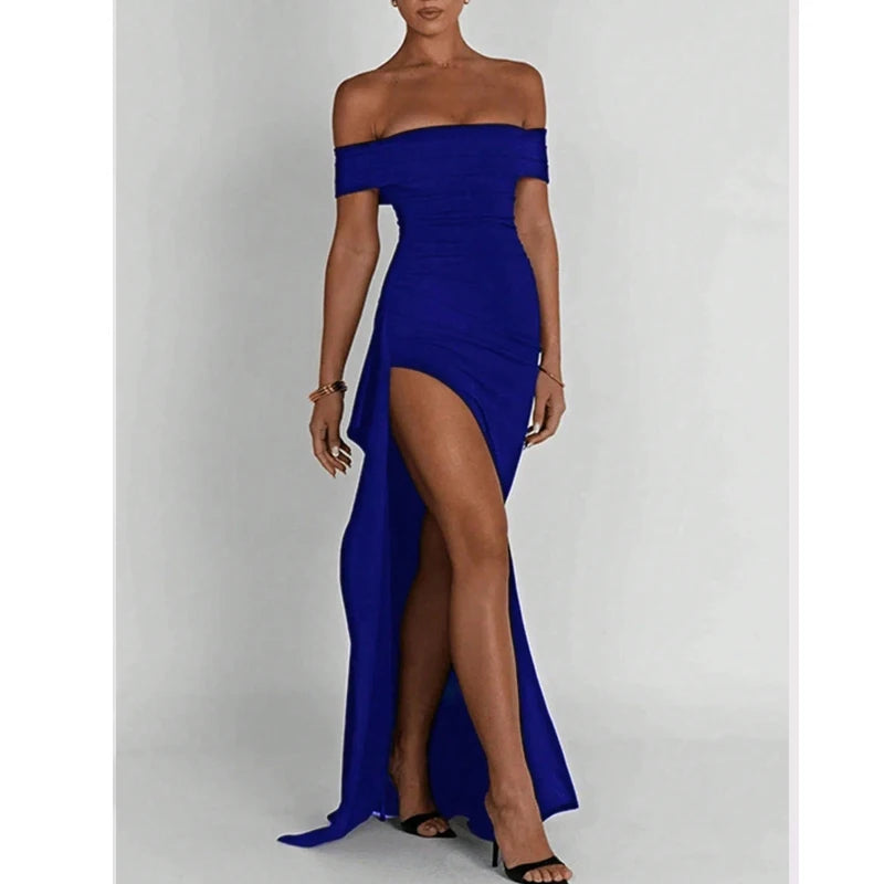 Off Shoulder Bodycon Maxi Dress Women | High Split Elegant Evening Dress