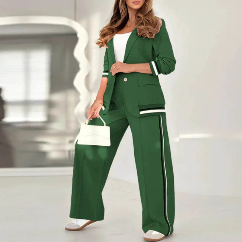 Women Blazer and Wide Leg Trouser Set | Elegant Co Ord Outfit