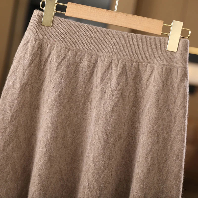 Women High Waist Wool Blend Maxi Skirt Elegant A Line Winter Long Skirt