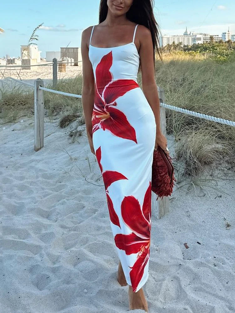 Floral Maxi Dress | Summer Beach Bodycon Slip Dress