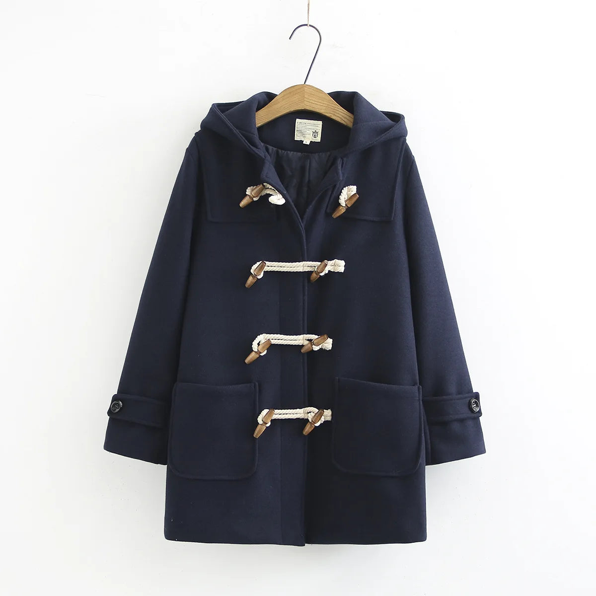 Women’s Duffle Coat | Classic Hooded Toggle Wool Blend Winter Jacket