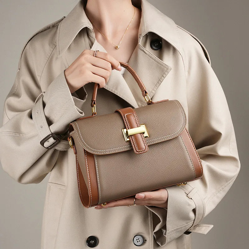 Elegant Top Handle Handbag for Women | Structured Crossbody Satchel Purse | Luxury Office Shoulder Bag
