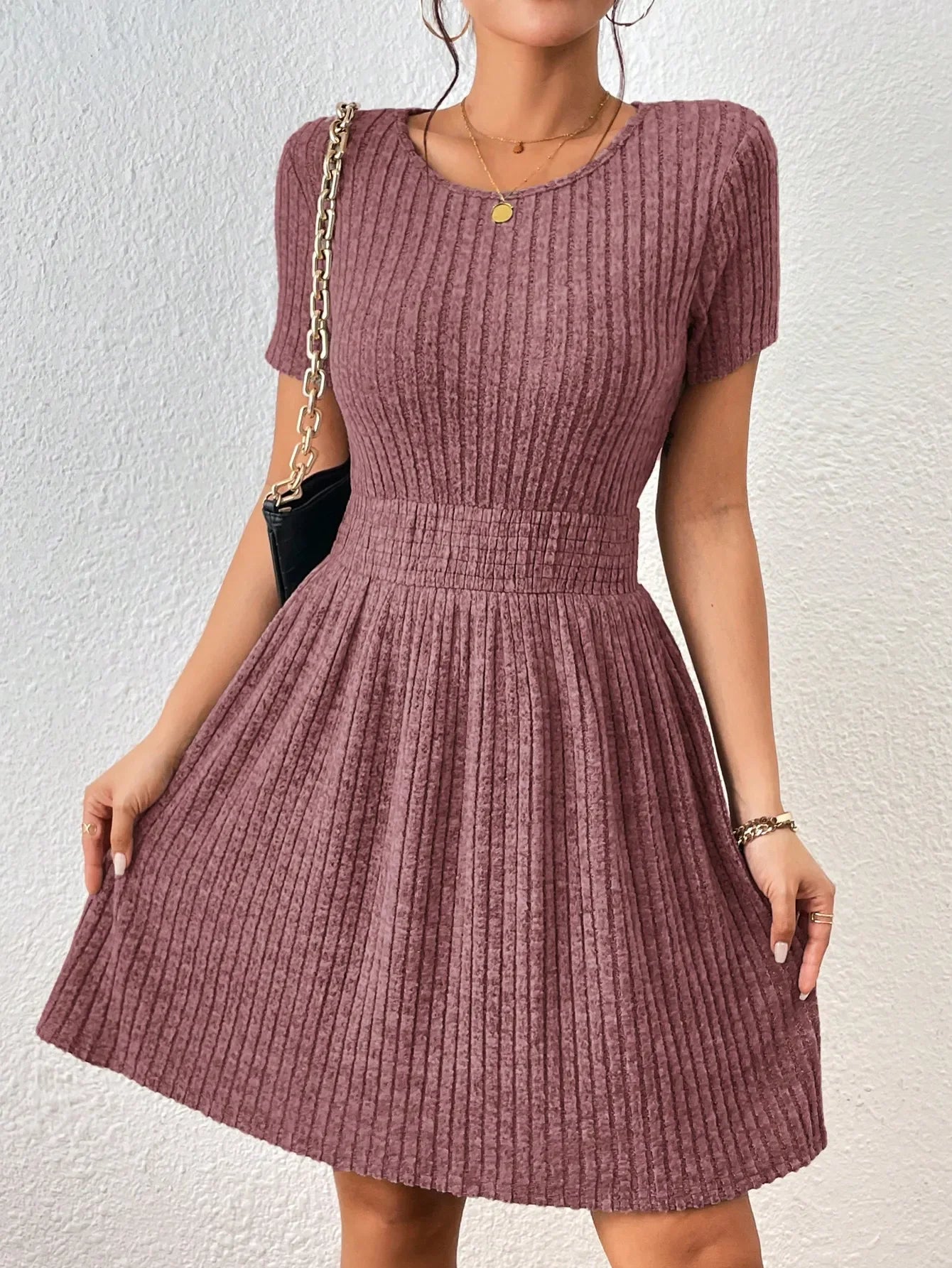 Ribbed Mini Dress | Casual A-Line Summer Dress