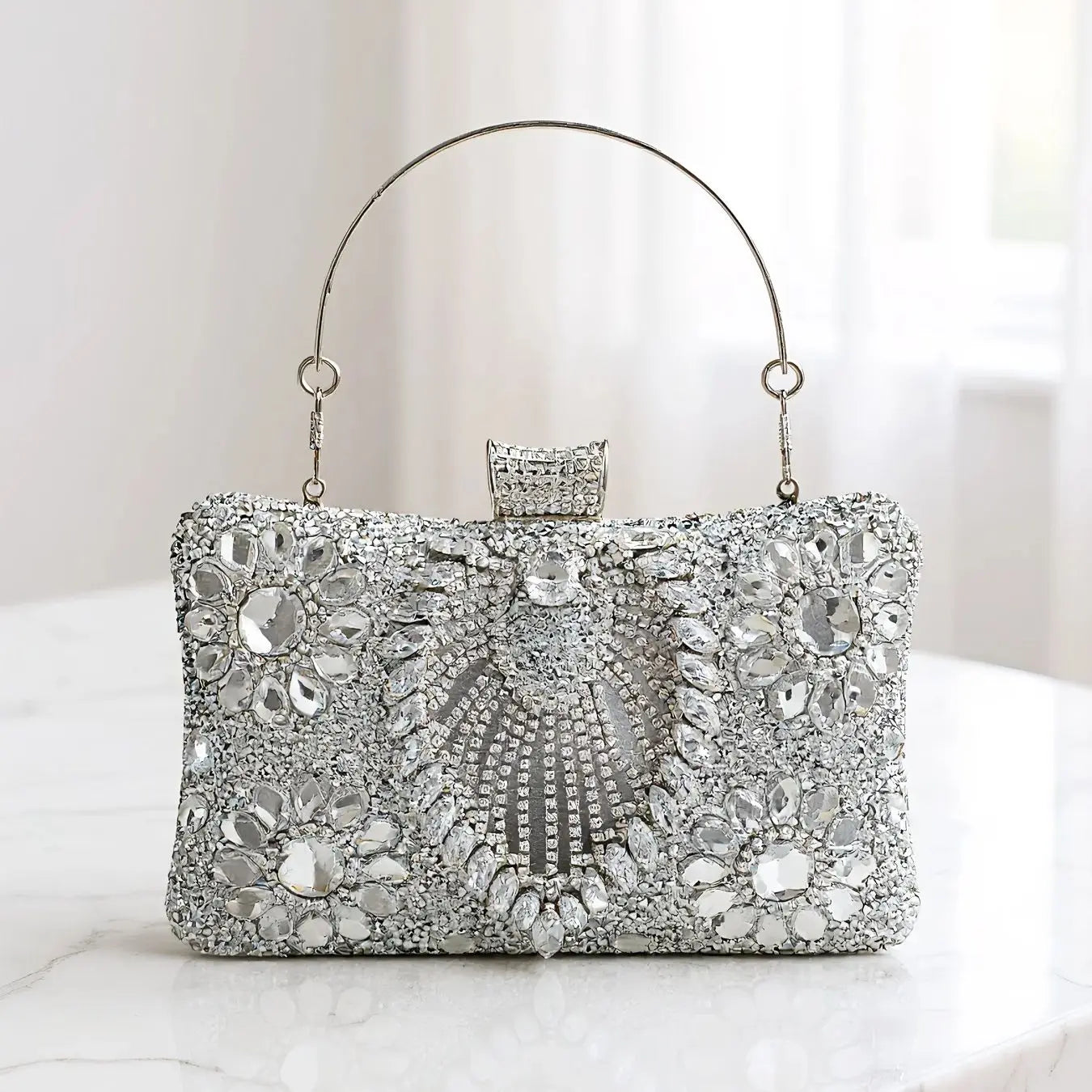 Luxury Rhinestone Evening Clutch for Women | Crystal Wedding Party Handbag | Elegant Designer Cocktail Purse | Glamorous Bridal Clutch