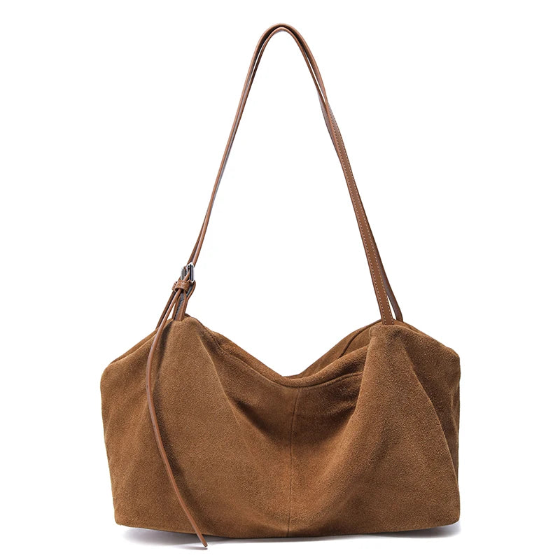 Suede Hobo Shoulder Bag for Women | Large Capacity Casual Handbag | Minimalist Slouchy Tote Purse | Everyday Fashion Bag