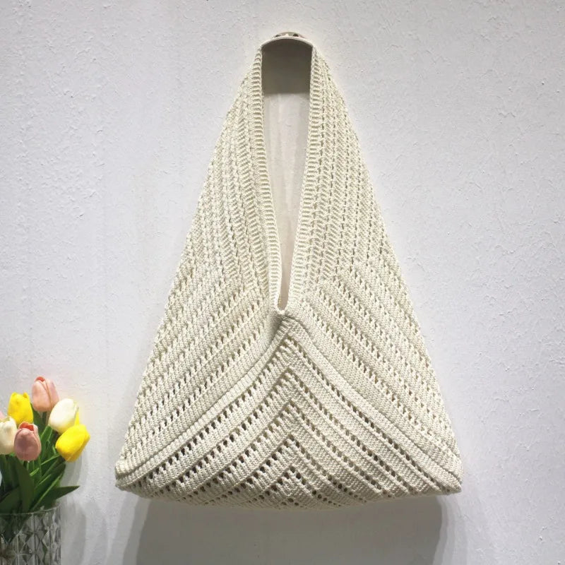 Boho Crochet Shoulder Bag for Women | Handmade Knit Hobo Handbag | Casual Woven Tote Purse | Trendy Everyday Carry Bag