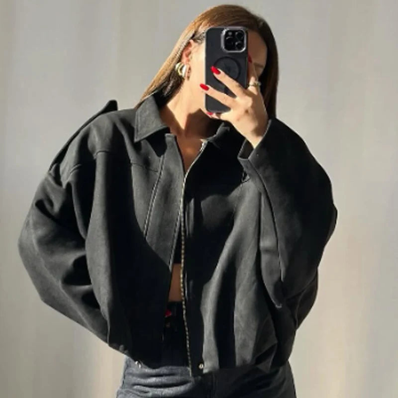 Women’s Oversized Suede Jacket | Vintage Minimalist Streetwear Coat