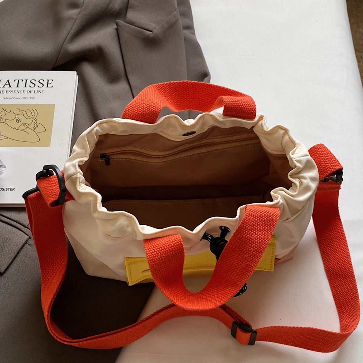 Casual Canvas Crossbody Bag for Women | Trendy Drawstring Shoulder Purse | Lightweight Everyday Travel Handbag