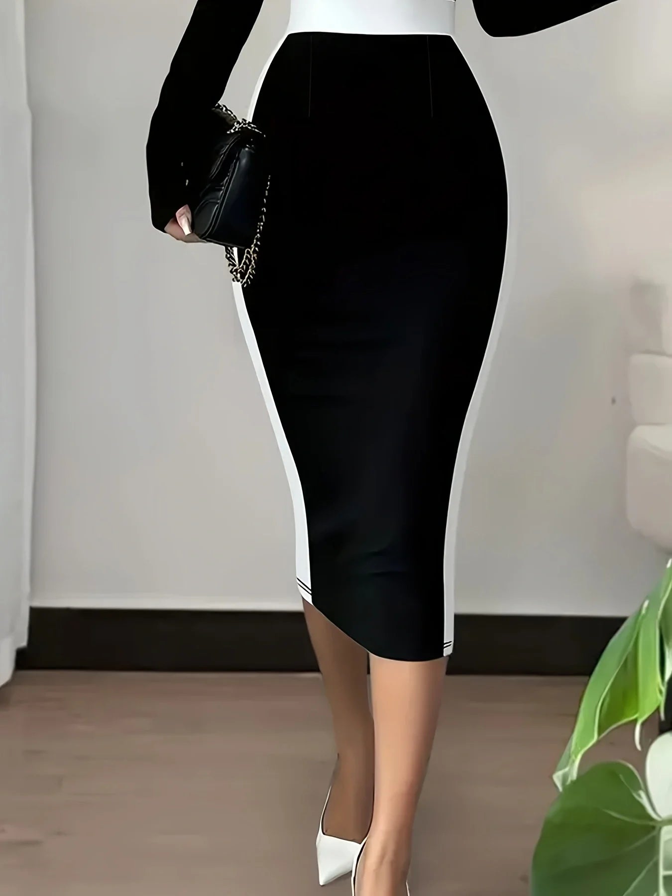 Women High Waist Pencil Midi Skirt Elegant Bodycon Office Wear Skirt