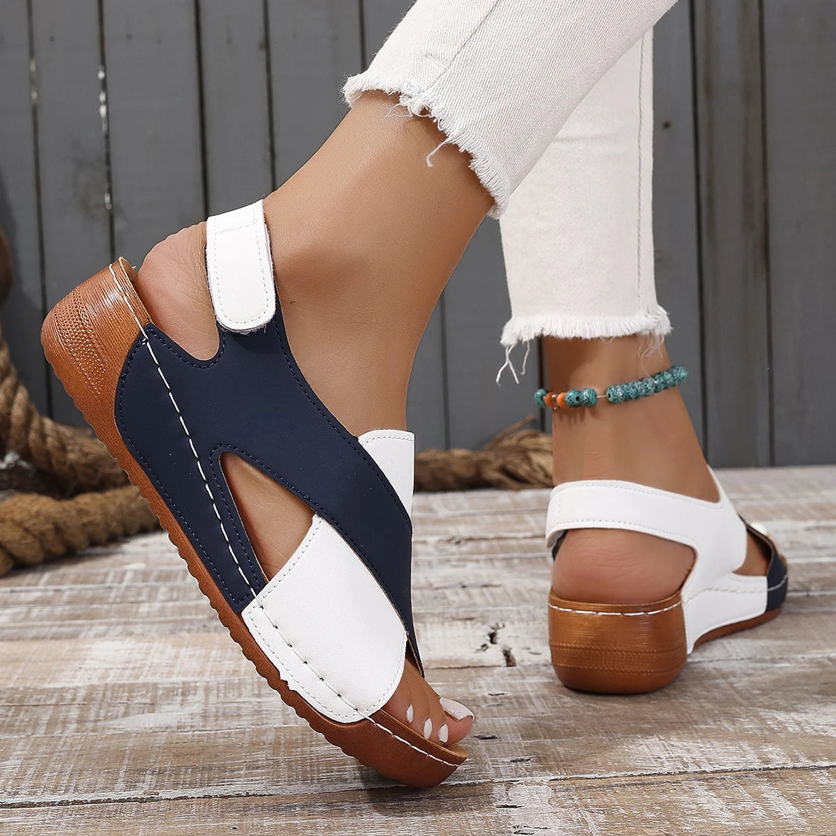 Women’s Cross Strap Wedge Sandals – Comfortable Open Toe Casual Slippers for Everyday & Summer Wear