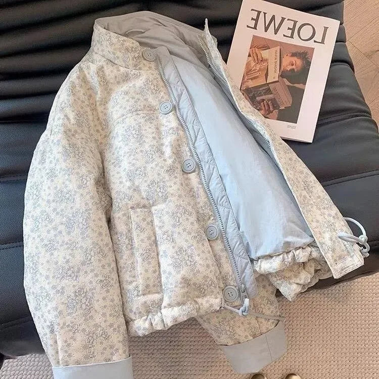 Women’s Floral Puffer Jacket | Cottagecore Lightweight Quilted Bomber Coat