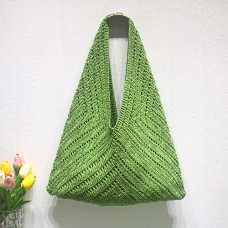 Boho Crochet Shoulder Bag for Women | Handmade Knit Hobo Handbag | Casual Woven Tote Purse | Trendy Everyday Carry Bag
