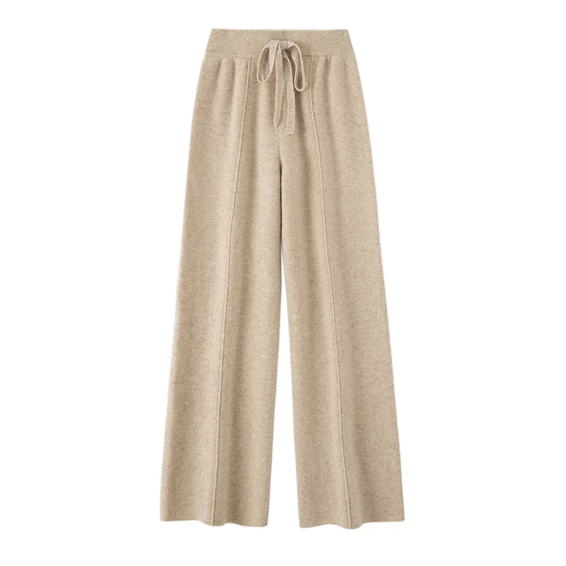 Women High Waist Straight Leg Lounge Pants Minimalist Drawstring Casual Trousers
