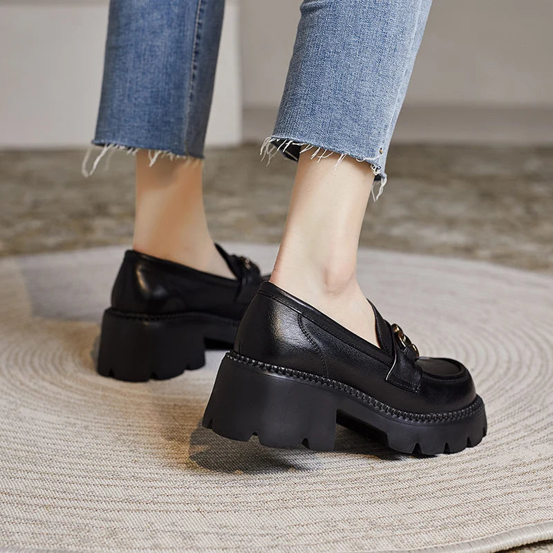 Women’s Chunky Platform Loafers – Casual Slip-On Shoes for Office, Streetwear & Everyday Fashion