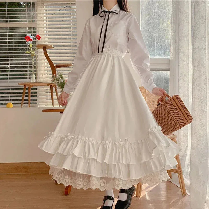 Women Gothic Ruffle Maxi Skirt High Waist Layered Cottagecore Long Skirt