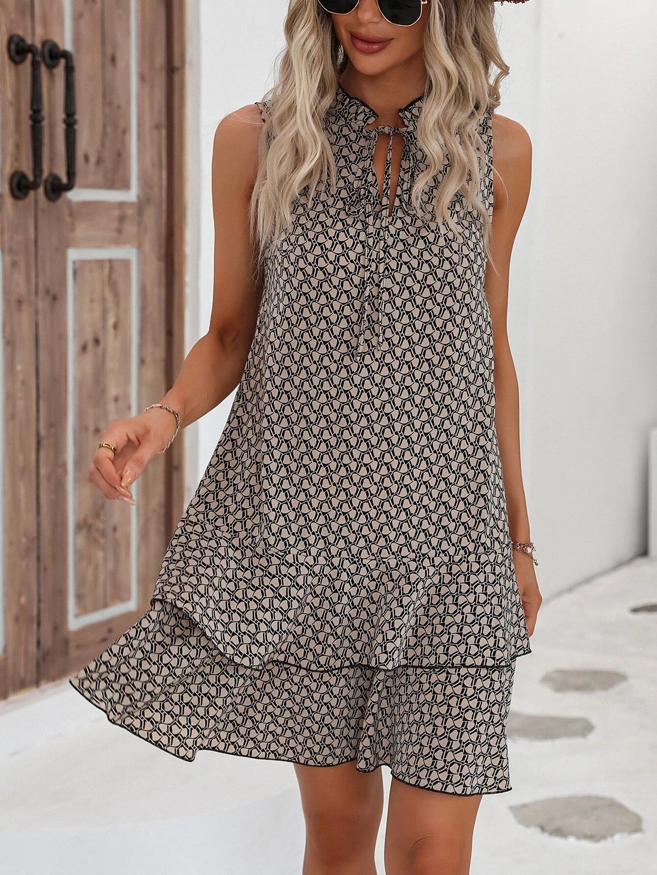 Boho Printed Sleeveless Mini Dress | Loose Fit Summer Dress