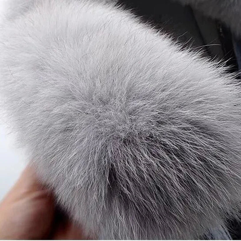 Women’s Faux Fur Denim Jacket | Luxury Cropped Winter Moto Coat