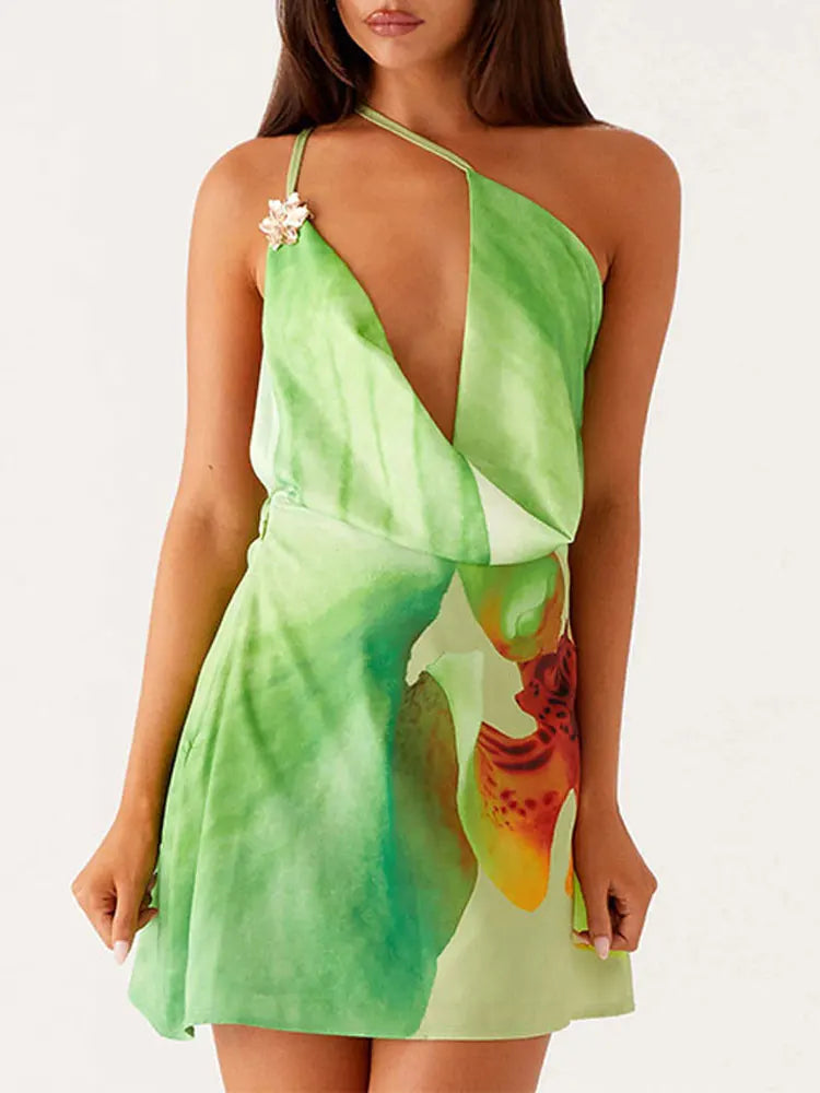 Floral Halter Mini Dress | Backless Summer Party Dress