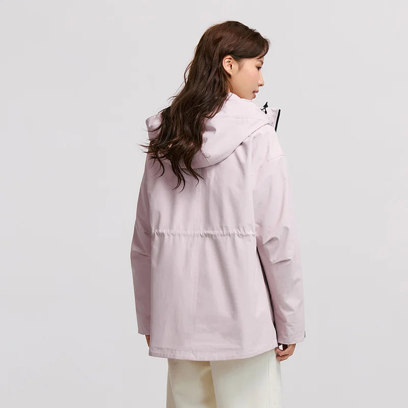 Women’s Lightweight Hooded Windbreaker Jacket | Adjustable Waist Waterproof Outdoor Coat