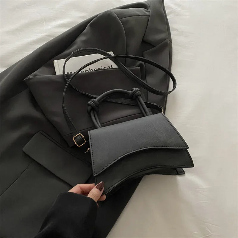 Knot Handle Handbag for Women | Elegant Mini Crossbody Satchel | Modern Top Handle Shoulder Purse