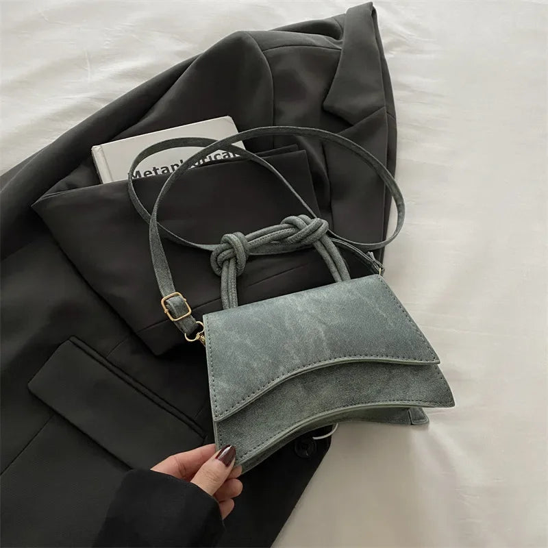 Knot Handle Handbag for Women | Elegant Mini Crossbody Satchel | Modern Top Handle Shoulder Purse