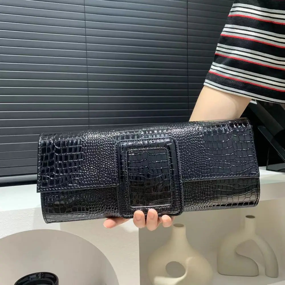 Luxury Croc Texture Clutch Bag for Women | Elegant Evening Party Purse | Designer Envelope Handbag | Fashion Wedding Clutch