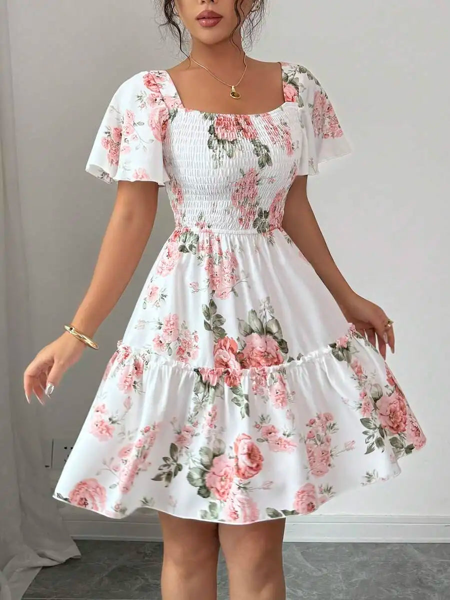 Floral Smocked Mini Dress | Cottagecore Summer Dress