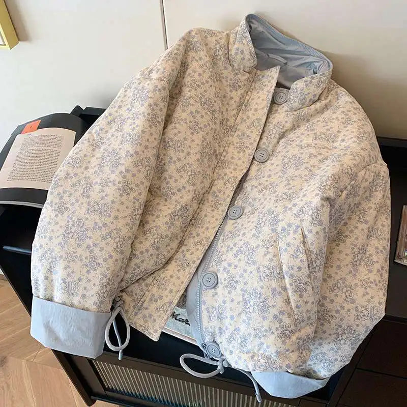 Women’s Floral Puffer Jacket | Cottagecore Lightweight Quilted Bomber Coat