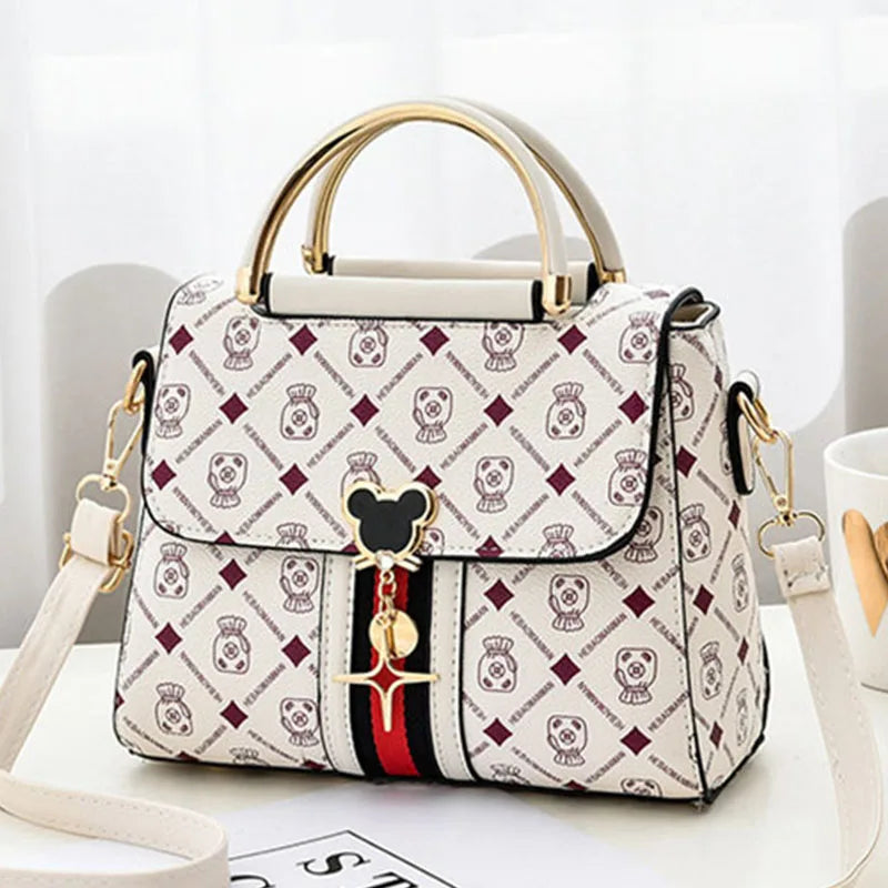 Cute Cartoon Print Handbag for Women | Elegant Crossbody Satchel Bag | Designer Top Handle Shoulder Purse | Fashion Everyday Tote