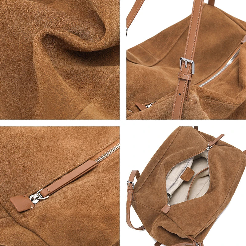Suede Hobo Shoulder Bag for Women | Large Capacity Casual Handbag | Minimalist Slouchy Tote Purse | Everyday Fashion Bag