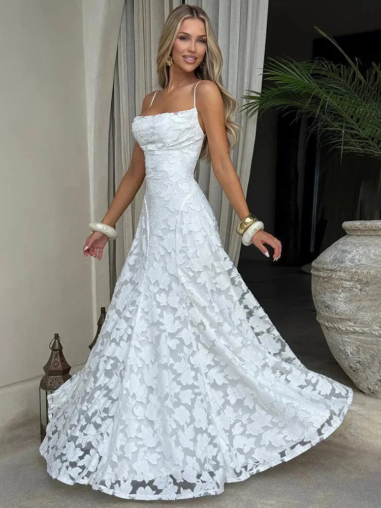 Floral Maxi Dress Women | Spaghetti Strap A Line Elegant Evening Dress