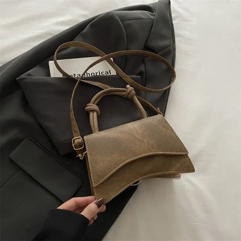 Knot Handle Handbag for Women | Elegant Mini Crossbody Satchel | Modern Top Handle Shoulder Purse