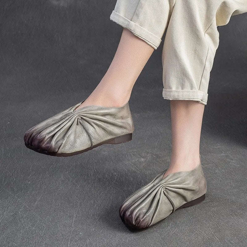Women’s Pleated Ballet Flats – Soft Round Toe Slip-On Shoes for Casual, Office & Everyday Wear