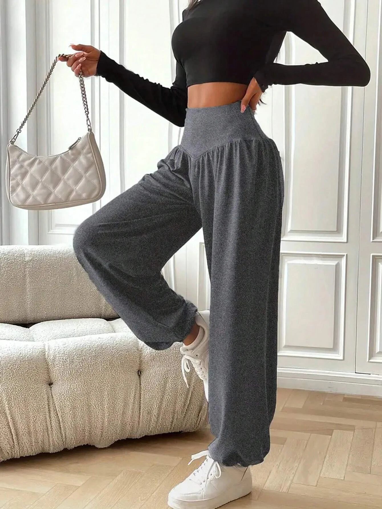Women High Waist Baggy Sweatpants Relaxed Fit Lounge Jogger Pants
