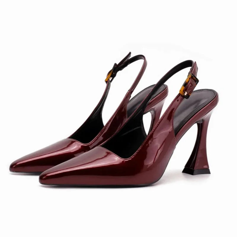 Women’s Patent Slingback Stiletto Heels – Elegant Pointed Toe Pumps for Office, Party & Evening Wear