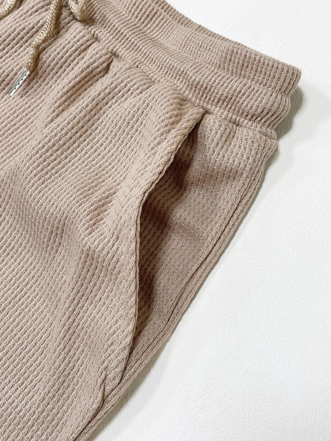 Women's Ribbed Lounge Co-Ord Set | Sleeveless Crop Top & Drawstring Shorts Matching Outfit