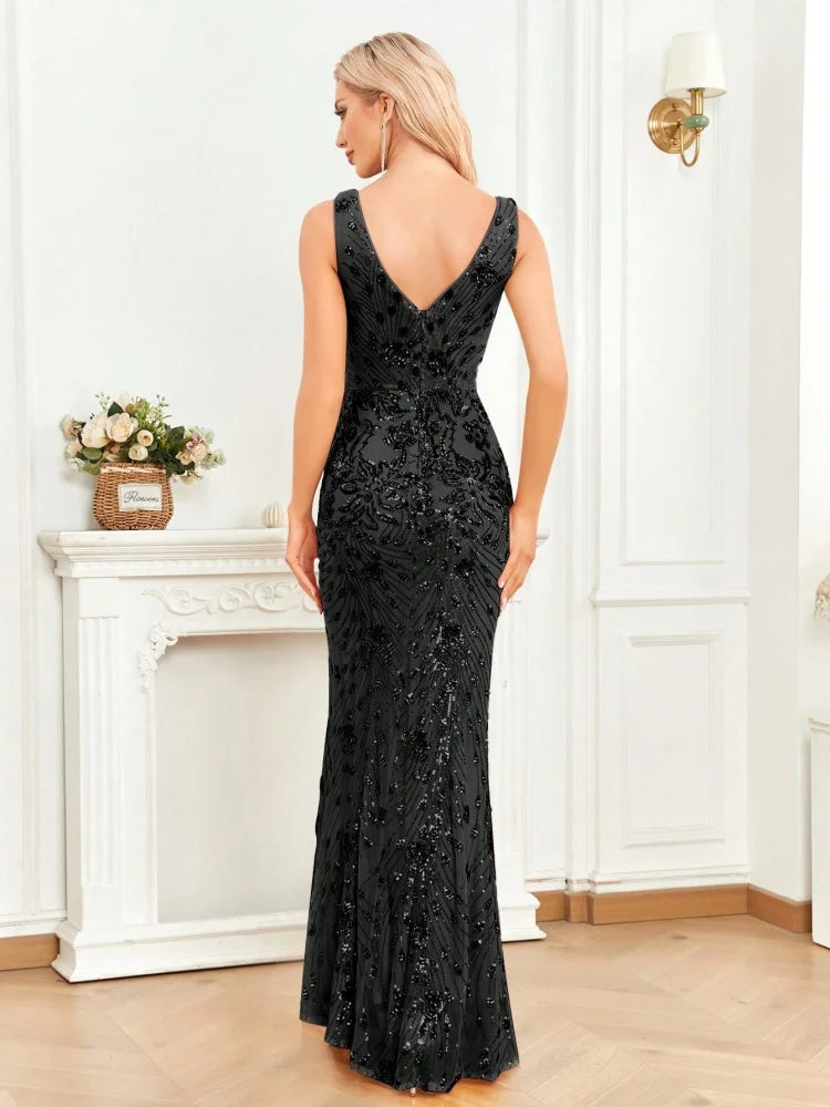 Black Sequin Mermaid Dress | Elegant Formal Evening Gown