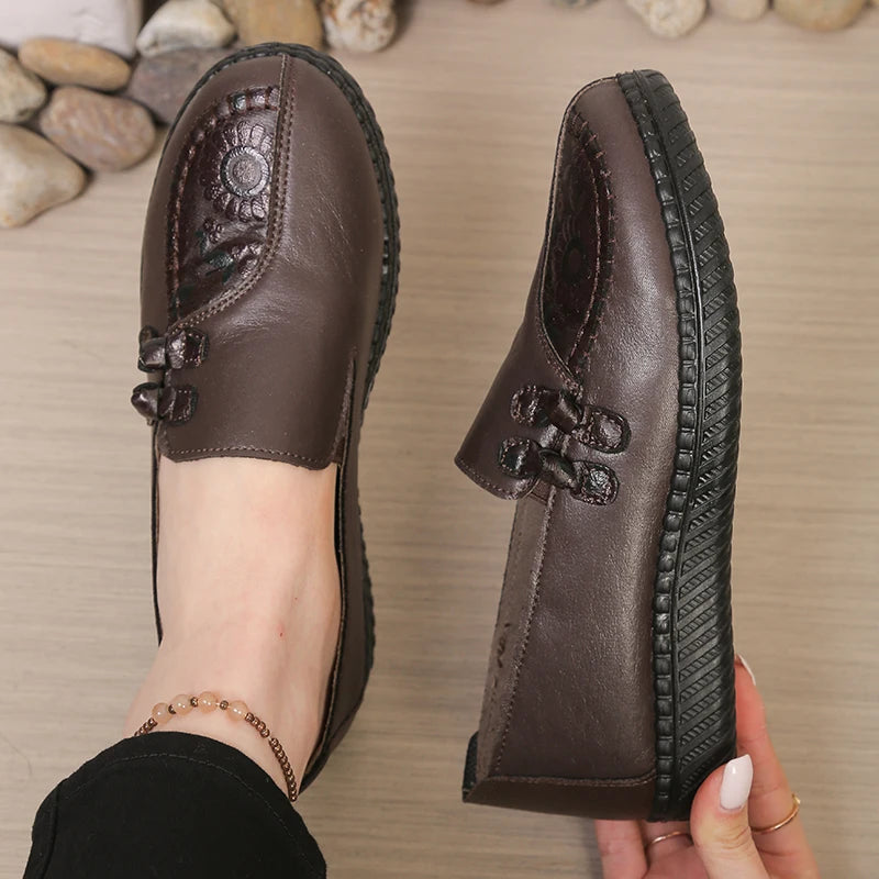 Women’s Comfort Loafers – Embroidered Slip-On Casual Shoes for Everyday & Walking Wear