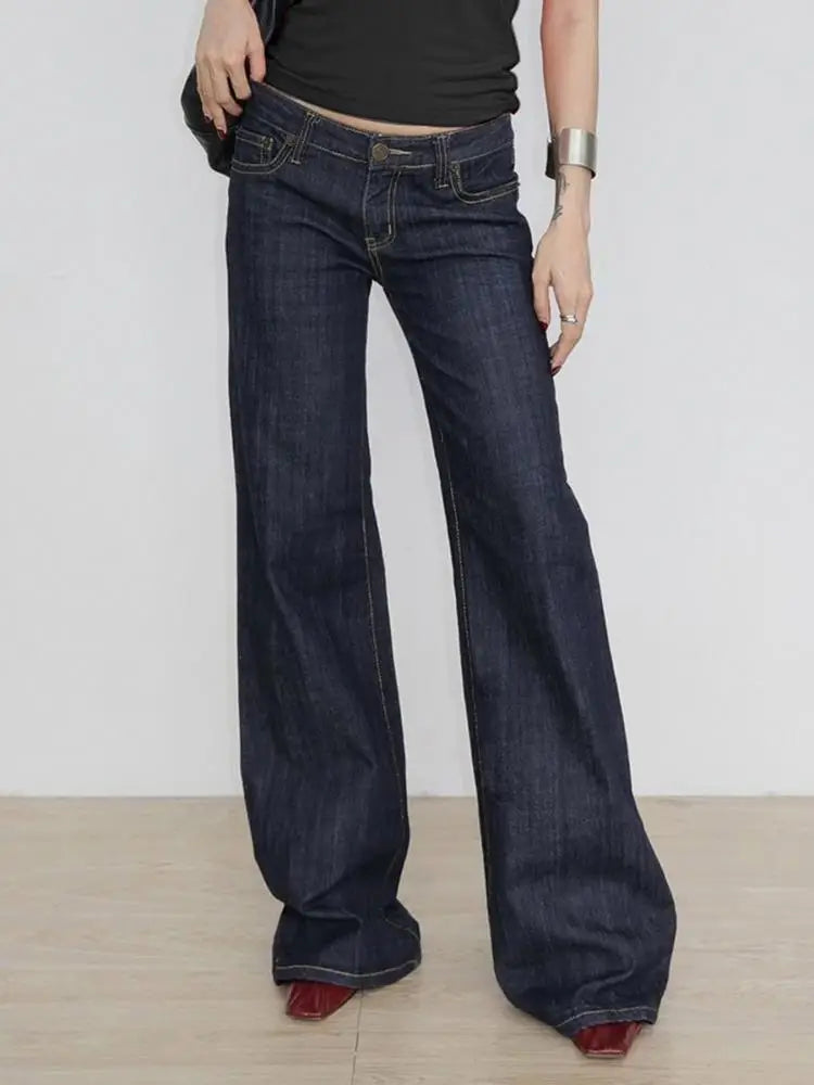 Women High Waist Flared Wide Leg Jeans Vintage Stretch Denim Pants
