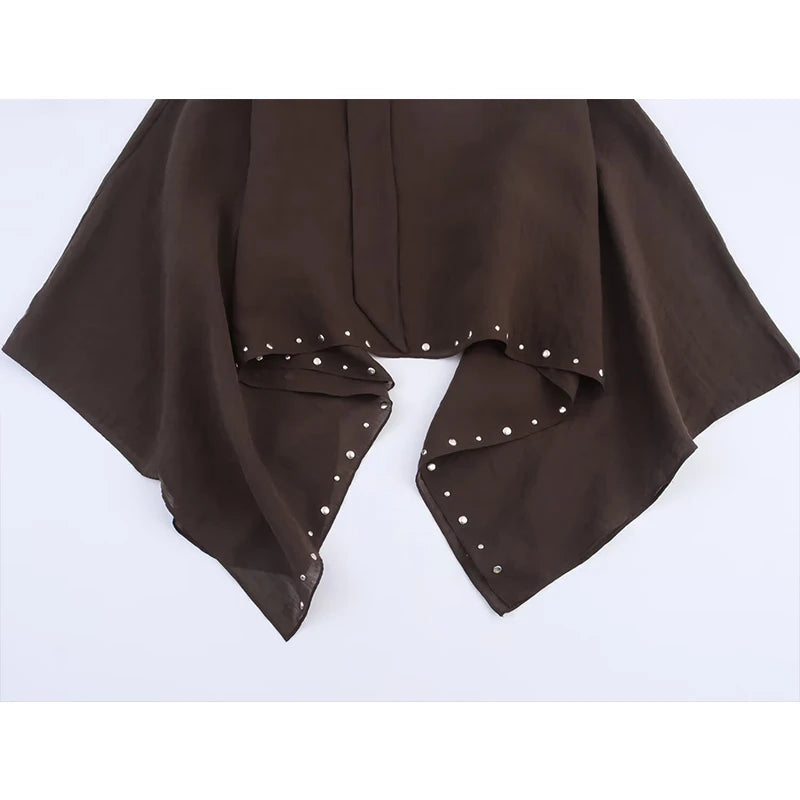 Women’s Oversized Cape Poncho Top | Minimalist Asymmetrical Wrap Blouse