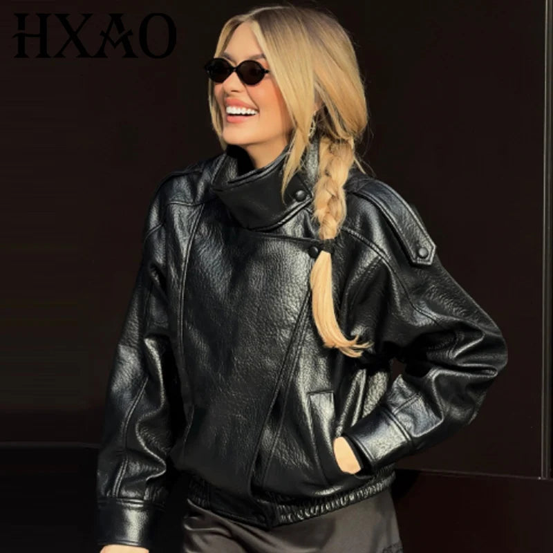 Faux Leather Moto Jacket | Oversized Biker Jacket