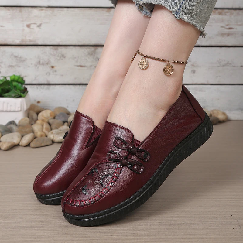 Women’s Comfort Loafers – Embroidered Slip-On Casual Shoes for Everyday & Walking Wear