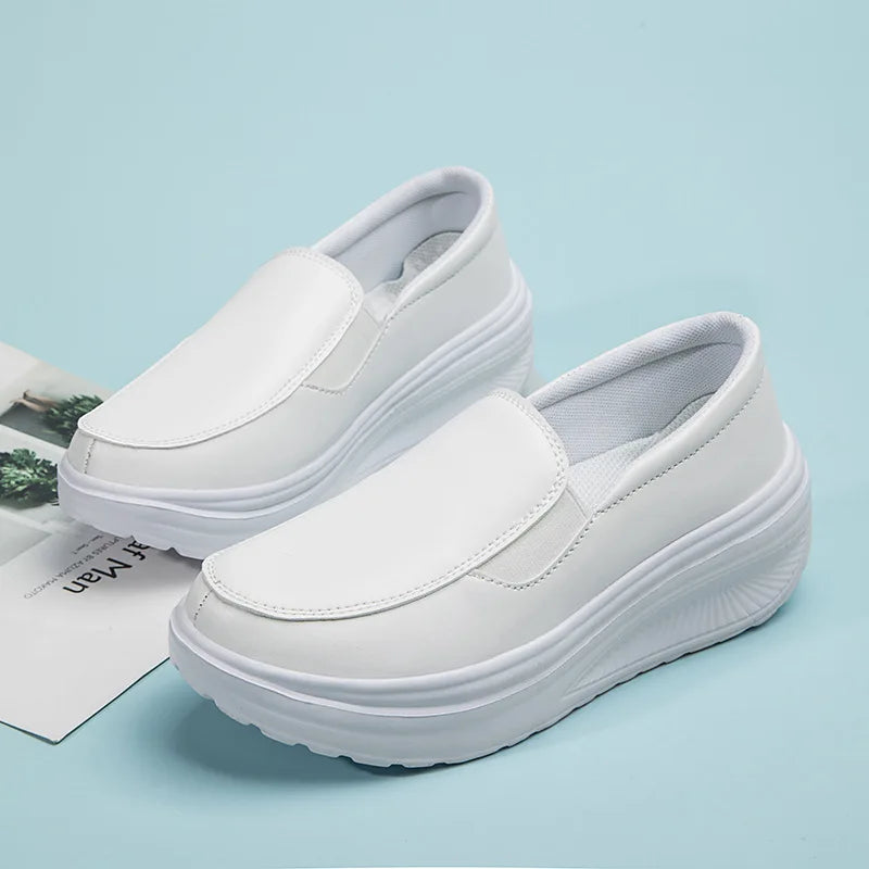 Women’s Comfort Slip-On Platform Shoes – Lightweight Casual Walking Loafers for Work & Everyday Wear