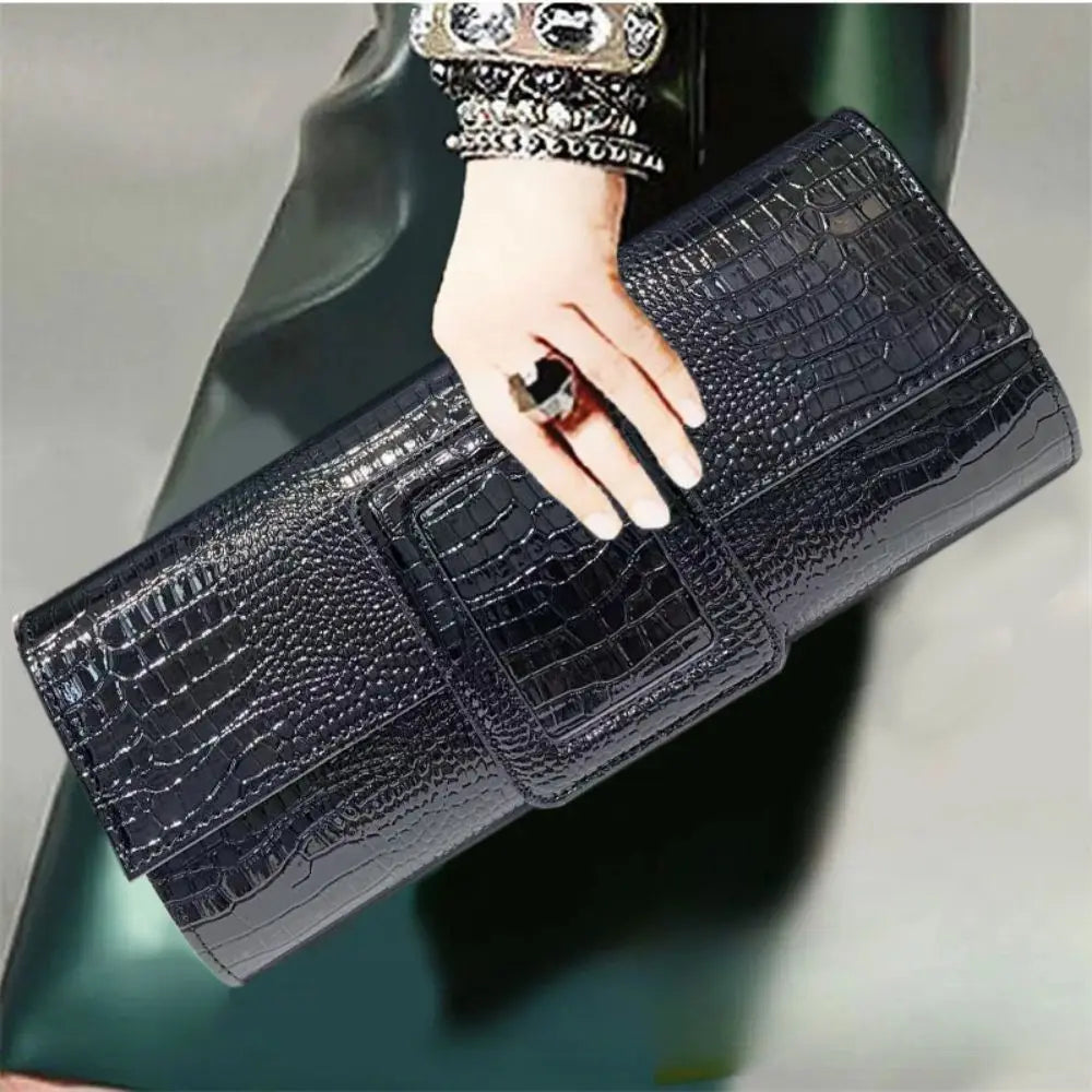 Luxury Croc Texture Clutch Bag for Women | Elegant Evening Party Purse | Designer Envelope Handbag | Fashion Wedding Clutch