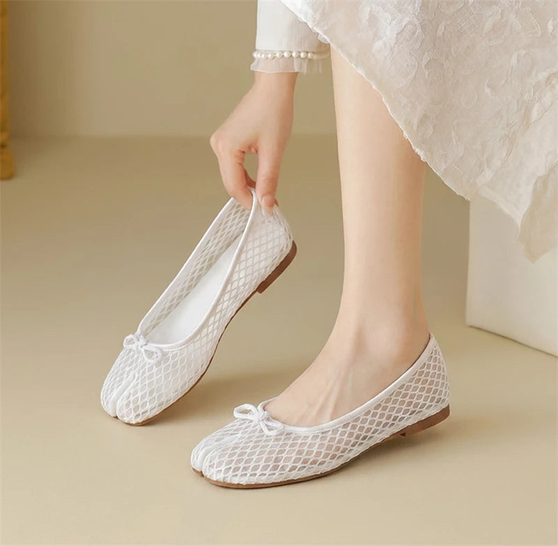 Women’s Mesh Ballet Flats – Breathable Bow Slip-On Shoes for Casual, Travel & Everyday Wear
