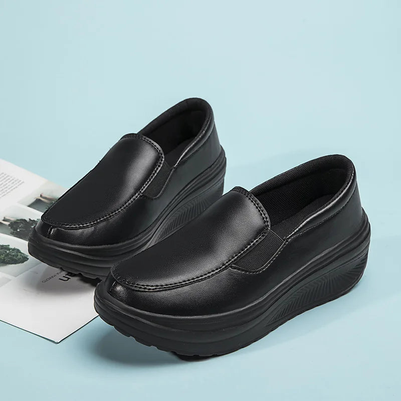 Women’s Comfort Slip-On Platform Shoes – Lightweight Casual Walking Loafers for Work & Everyday Wear