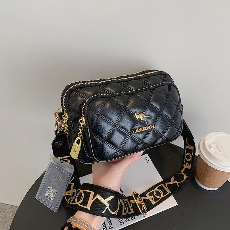 Quilted Crossbody Bag for Women | Double Zip Shoulder Purse | Luxury Mini Messenger Handbag