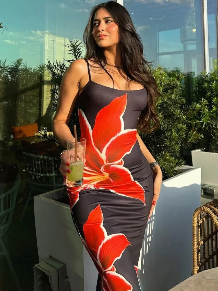 Floral Maxi Dress | Summer Beach Bodycon Slip Dress